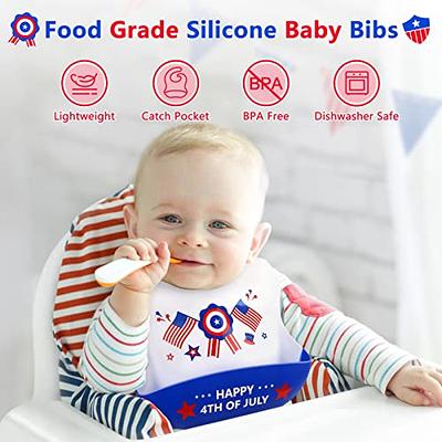  PandaEar Silicone Baby Bibs Set of 3 for Babies & Toddlers, BPA  Free Waterproof Adjustable Feeding Bib with Large Pocket Food Catcher : Baby