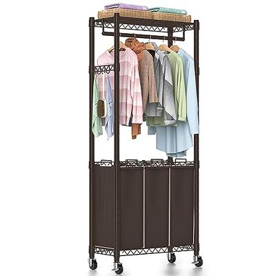 MYOYAY Laundry Sorter Cart with Wheels Collapsible Laundry Hamper Basket Trolley Foldable Commercial Rolling Laundry Cart with Steel Frame and