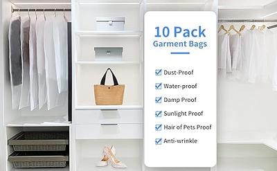Perber Garment Bags for Hanging Clothes, 6 PCs Clear Garment Bag, Plastic  Dustproof Suit Bag, Coat Protector Zippered Garment Covers for Closet