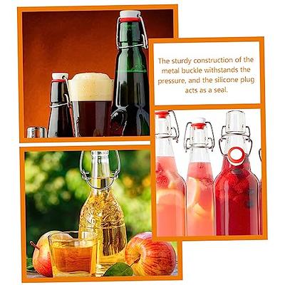 Encheng Amber Clear Glass Bottles with Air Tight Lids 32 oz,Easy