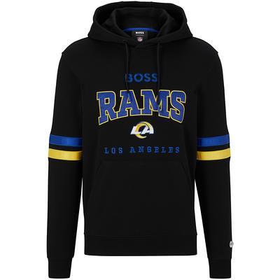 Men's New Era Cream Los Angeles Rams Sideline Chrome Pullover Hoodie