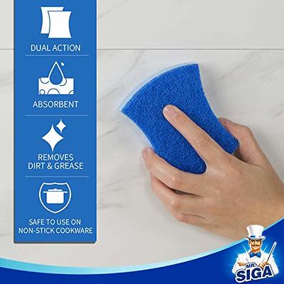 MR.SIGA Scrub Sponges, Non-Scratch Sponges for Dishes, Kitchen Sponge Dish Scrubber, 12 Pack