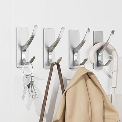 Self-Adhesive Coat Hooks for Hanging - Heavy Duty Stainless Double