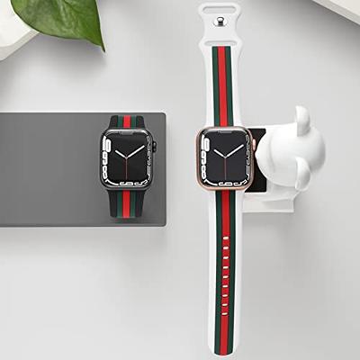 Plesechde Designer Sport Bands Compatible with Apple Watch Band 38mm 40mm 41mm Series 8 Ultra 7 6 5 4 3 2 1 SE Women Men, Breathable Soft Silicone Strap