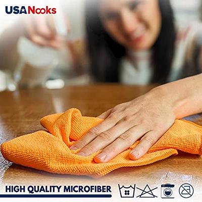 USANOOKS Microfiber Cleaning Cloth - (12x16 inches) High Performance -  Ultra Absorbent Weave Traps Grime & Liquid for Streak-Free Mirror Shine -  Lint