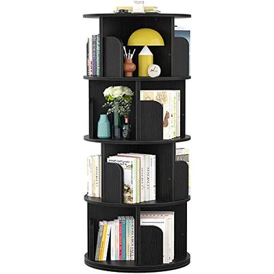 VECELO 4 Tier Rotating Bookshelf Tower,360° Corner Display Shelf with