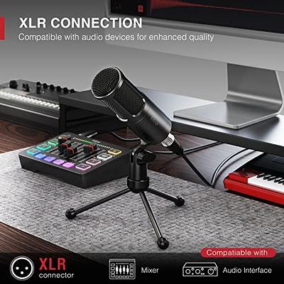  FIFINE XLR/USB Dynamic Microphone and Mic Arm Stand  Set,Cardioid Microphone with Mic Mute,Headphone Jack,Volume Control,Low  Profile Mic Stand with Cable Management for Vocal Streaming Game(K688+BM88W)  : Musical Instruments