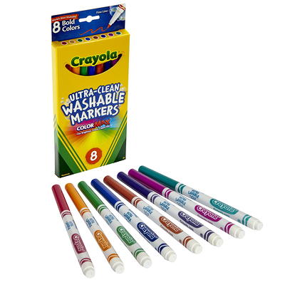 Crayola Ultra-Clean Washable Markers, Fine Tip, 8 Classic Colors/Box, 6  Boxes (BIN7809-6)