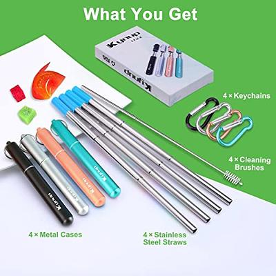 Metal Straws with case, Reusable Stainless Steel Straws with Brush