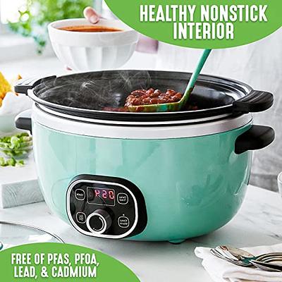 6-Quart Nonstick Electric Slow Cooker - Programmable Ceramic Slow Cookers  with Digital Timer, Removable Lid and Pot, Dishwasher Safe Parts, Turquoise  - Yahoo Shopping