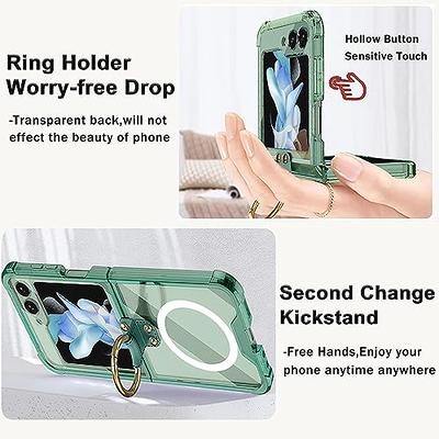 for Samsung Galaxy Z Flip 5 Clear Case, Compatible with Magsafe Transparent  Shockproof with Hinge Protector TPU Shock-Absorbing Magnetic Phone Case