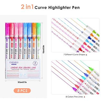 3/6pcs Kids Writing Curve Line Pen Stationery School Supplies Journaling  Colored Pens Note Curve Line Marker Curve Line Highlighter Pen Fine Point  Pen