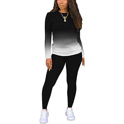 Nimsruc Two Piece Outfits For Women Sweatsuits Sets Casual Jogging Suit  Matching Athletic Clothing Fashion Tracksuit Gradient Black S - Yahoo  Shopping