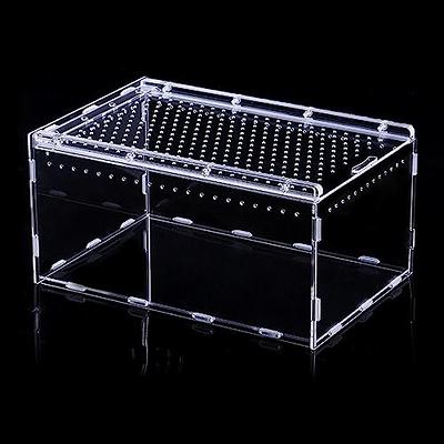 Acrylic Cricket Keeper, Ventilated Cricket Cage Removable Lid Cricket Enclosure with Feces Layer & Tubes for Observation of Small Pets Breeding (L)