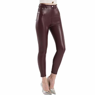 Tagoo Faux Leather Leggings High Waisted Pleather Pants Black Stretch  Pockets