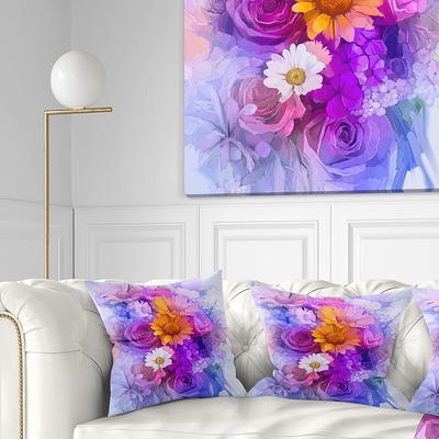 Designart Large Orange Gerbera on White - Floral Throw Pillow - 18x18