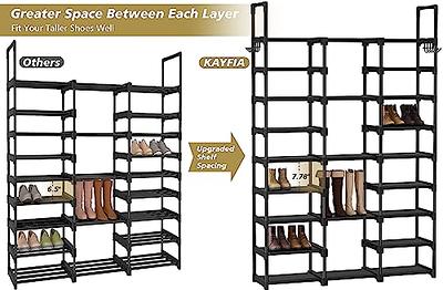 OYREL Tall Shoe Rack Narrow 10 Tier Shoes Rack 20 25 Pairs, Shoe Storage  Organizer for Closet, Sturdy Metal Shoe Shelf Shoe Stand with 2 Boxes 1 Hook