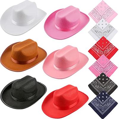 Unittype 3 Set Straw Cowboy Hats and Bandanas Set Classic Western Cowboy  Party Red Bandanas Party Hat Accessories
