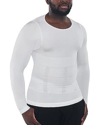 KOCLES Gynecomastia Compression Shirts for Men Long Sleeve, Seamless  Slimming Body Shaper Undershirt, Moobs Tummy Control Shapewear, Belly  Stomach Girdles, Workout T-Shirts Tops (White, X-Large) - Yahoo Shopping