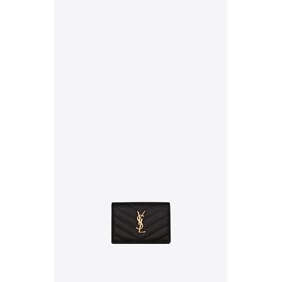 Saint Laurent Bill Clip with Card Case in Grain de Poudre Embossed Leather - Black - Men