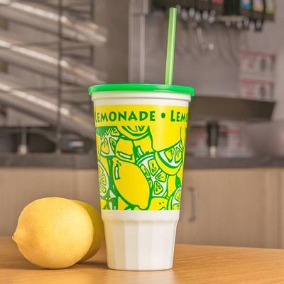 16 oz. Tall Plastic Lemonade Cold Cup with Straw and Lid - 500/Case