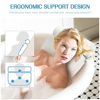 Luxury Bath Pillow for Tub - Non-Slip and Extra-Thick, Head, Neck, Shoulder  and Back Support. Soft and Large Comfort Bathtub Pillow Cushion Headrest  for Relaxation - Fits Any Tub Made of 3D