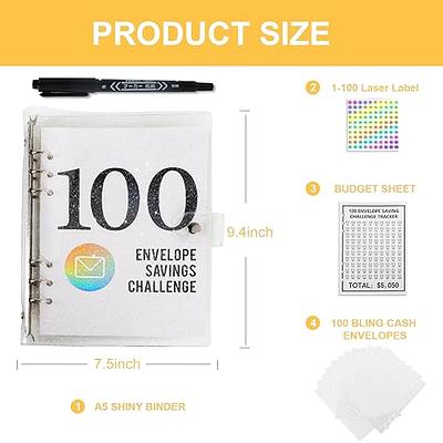 100 Envelope Challenge Binder, Budget Binder with Cash Envelopes