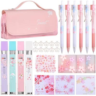 Kawaii Pencil Case Cherry Blossom Cute Pencil Case Large Capacity Pencil  Pouch Aesthetic Pencil Case Pencil Bag with 2 Sticky Notes School Supplies