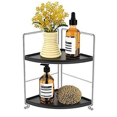 Dyiom Bathroom Counter Organizer Corner Shelf Bathroom Organization Bamboo 3 Tier Spice Rack Makeup Organizer, White