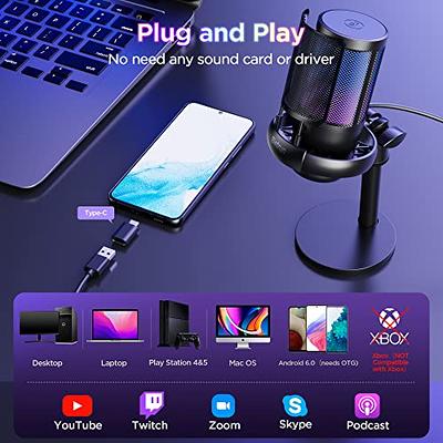 MRSDY USB Microphone, Plug and Play Gaming Mic for PC, Mac, PS4/5, Podcast  Microphone with RGB, Mute, Monitor, Noise Reduction, Volume Gain, Great for