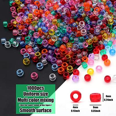 GMMA 1000 Pcs 6x9mm Transparent Glitter Beads Multi-Colored Plastic Craft  Perforated Beads Bulk Rainbow Hair Beads, DIY Bracelet Necklace Jewelry