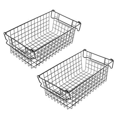 Set of 2 Storage Bins - Basket Set for Toy, Kitchen, Closet, and Bathroom  Storage - Large Shelf Organizers (Black) - Yahoo Shopping