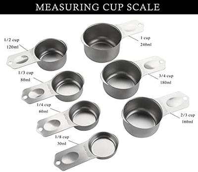 Stainless Steel Measuring Cups Set Of 7 Heavy Duty Stackable Metal  Measuring Cup