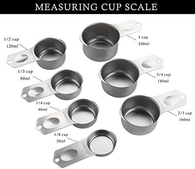 Stainless Steel Measuring Cups Set Of 7 Heavy Duty Stackable Metal