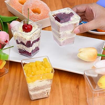 YRYOUYU 100 Set Dessert Cups, 5 oz Parfait Cups with Lids, Appetizer Cups for Party,3 oz Mini Dessert Cups with Spoons, Shooter Cups for Pudding
