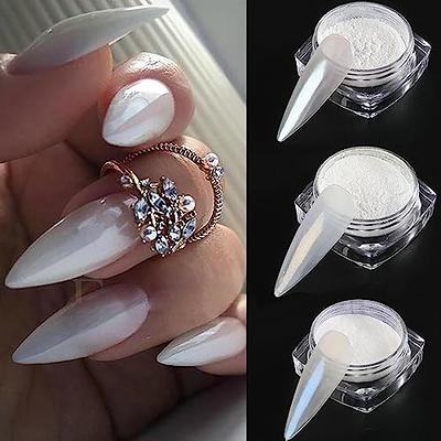 Shimmering White Chrome Pearl Nail Powder Wedding Bridal - Temu