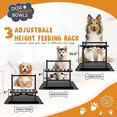 Lapensa Elevated Dog Bowls, Stainless Steel Raised Dog Bowl with Adjustable  Stand, Double Dog Food and Water Bowl for Small Medium Large Dogs, (Deep