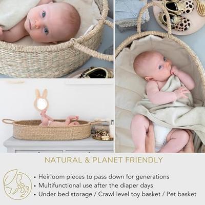  HARPPA Baby Changing Basket, Moses Basket with Waterproof Pad  and Blanket, Portable and Washable Woven Basket for Dresser and Diaper  Changing Baby Nursery(white) : Baby