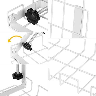 Yecaye No Drill Under Desk Cable Management Tray - Clamp Install Desk Cord  Organizer Rack - No Damage to Tables Cable Wire Management
