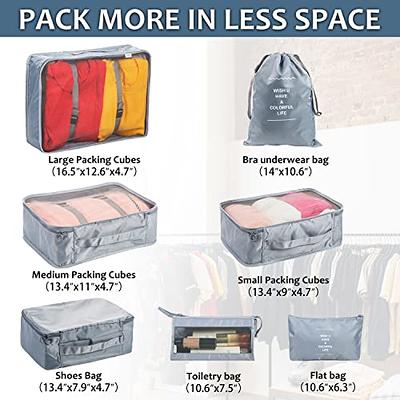 Travel Cubes Packing Bags Set Waterproof Luggage Compression Pouches Zipper  Travel Accessories Navy 