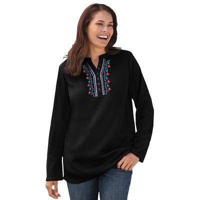 Woman Within Women's Plus Size Thermal Sweatshirt Sweatshirt 