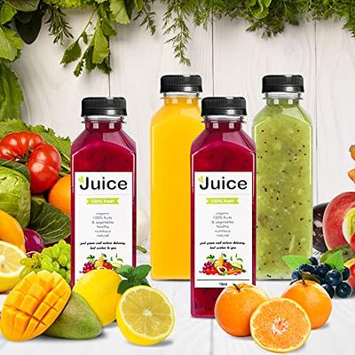 LOVLLE Glass Juice Shot Bottles with Caps - 8 Pack 3.5oz Small Clear Reusable Jars with Lids for Juicing Beverage Storage Liquids with Brush and