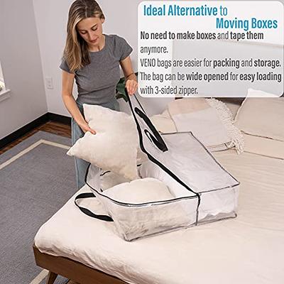 VENO 6 Pack Moving Bags and Large Christmas Storage Bins with lids. Packing  Supplies for College. Alternative to Moving Boxes. Space Saving Foldable