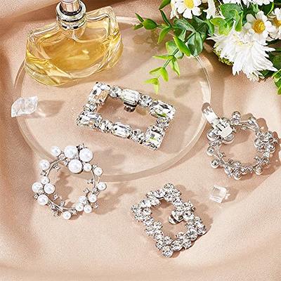 Flower-shaped Rhinestones Crystal Shoe Clips Women Bride Wedding Party  Jewelry Charms Buckle Shoe Decoration Accessories 1pair