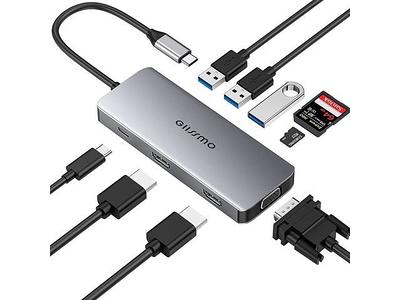 UGREEN Revodok Pro 211 Laptop Docking Station 11 in 1 USB C Dock Dual HDMI  4K@60Hz Single 8K@30Hz 10Gbps Data Port 100W PD Gigabit Ethernet, SD/TF