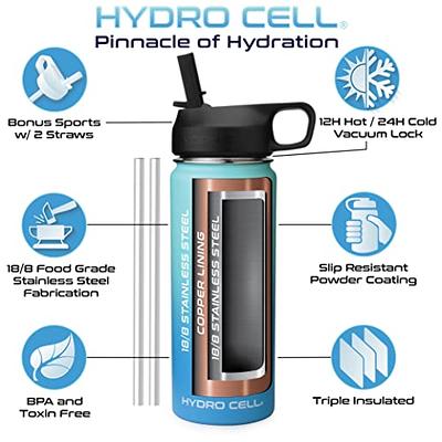 HYDRO CELL Stainless Steel Insulated Water Bottle with Straw - For