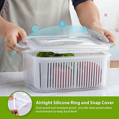 Fresh Produce Vegetable Fruit Storage Containers For Refrigerator - Produce  saver storage containers - Draining Crisper with Strainers 