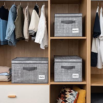 GhvyenntteS Storage Bins with Lids (3-Pack) Large Linen Storage Bins with  Lids and Stainless Steel Handle, Foldable Fabric Storage Boxes with Label