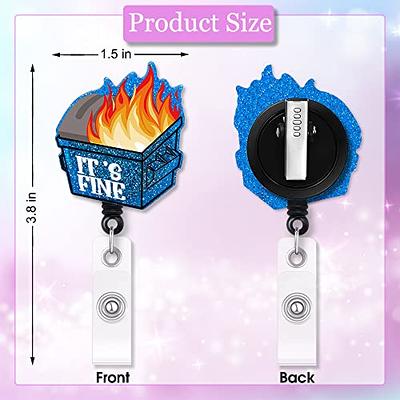 Funny Dumpster On Fire Badge Reel Retractable Heavy Duty with 360°Swivel Carabiner Clip,Cute ID Badge Holder Retractable, Nurse Teacher ID Card