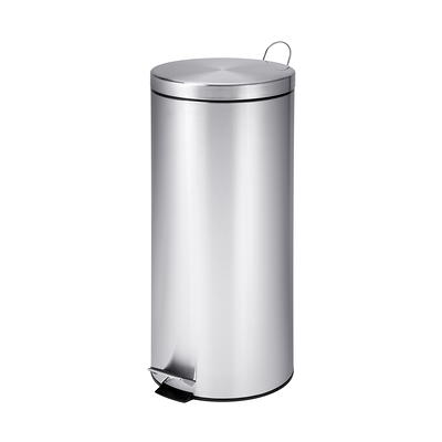 simplehuman Mini Round Step 1.2 Gal Trash Can, Polished Stainless Steel